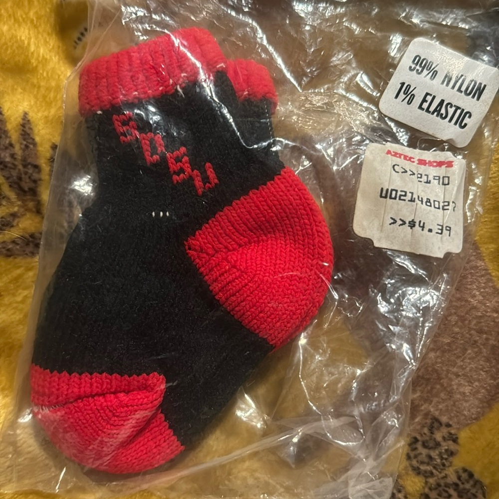 San Diego State University SDSU Aztecs baby socks new old stock from the 80s!